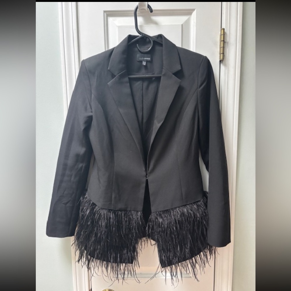 Lucy Paris Black Blazer with Feather Hem